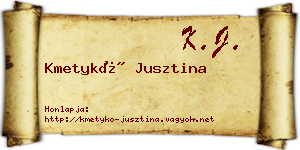 Kmetykó Jusztina névjegykártya